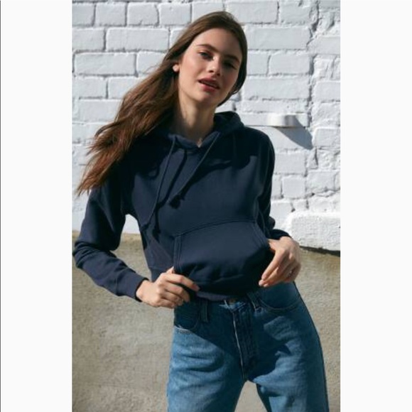 Brandy Melville Tops - Brandy Melville Daisy cropped hoodie - navy